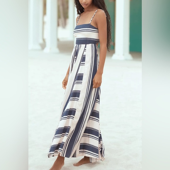 NWOT Maaji Boho Linen Blend Striped Ela Long Dress - Picture 4 of 16